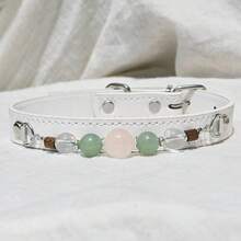 1pc Natural Crystal Pet Collar, Adjustable Leather Collar For Cats And Dogs, Durable Daily Wear Accessory - Multicolor - View 10
