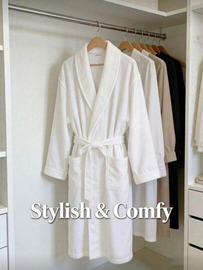 1pc White Pineapple Plaid Bathrobe, Soft Plush Large Lapel House Coat, Comfortable Fuzzy Long Sleeve Loungewear, Women's Casual Pajamas With Waist Belt, Warm Fluffy Home Robe, Suitable For Bathroom Shower, Hotel Spa, Dorm, Winter Slouchy Days And Home Leisure