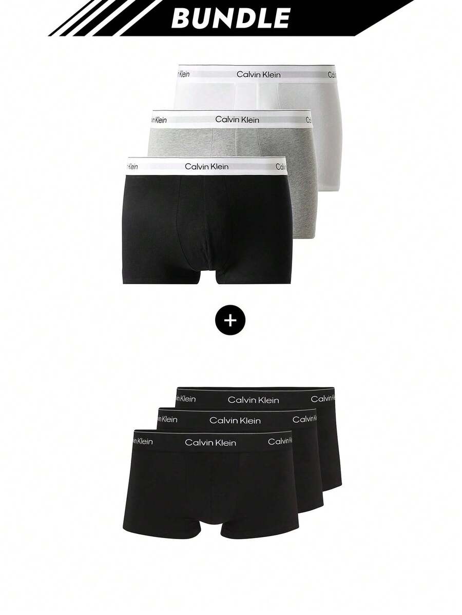 Calvin Klein [Bundle] 3 Packs Men's Boxers+ Men's Boxers 3 Packs Boxers - Grey/ White/ Black+Black - View 1