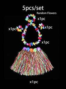 5pcs/Set Hawaiian Grass Skirt, Perfect For Beach Party Decoration, Seaside Travel, Dance Performance, Hawaiian Theme Party, Birthday Party And More. It's Also A Delightful Gift - A - View 16