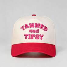 1件女款K2k雙色「TANNED AND TIPSY」刺繡字母帽，可調節防紫外線遮陽帽，適合日常休閒、派對、旅行，假期禮物，送給媽媽和愛人的最佳禮物 - 多色 - 查看 15