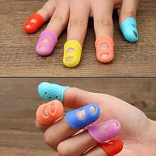 5/10pcs Silicone Finger Protectors, Silicone Thimbles, Fingertip Grips, Finger Sleeves For Paper Sorting, Page Turning, Hand Sewing, Counting Money, Playing Guitar - A - View 1