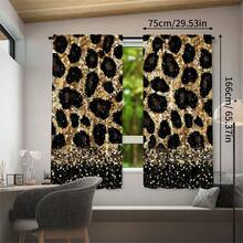 2pcs Leopard Print Curtains - Animal Print Semi-Sheer Curtains With Rod Pocket Design, Modern Wild Style Bedroom Living Room All-Season Home Decor - Easy To Clean Fabric (Suitable For Halloween And Christmas Decoration) - Contemporary Wildlife Theme, Bedroom Living Room Home Decor Window Curtain Panels - Multicolor 3 - View 16
