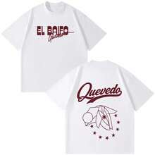 T-shirt de la tournée de l'album EL BAIFO 2026 de QUEVEDO, T-shirt mode pour hommes et femmes, T-shirt décontracté d'été à manches courtes en coton, C - Weiss - Voir 1