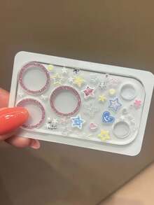 Fashionable Cute Cartoon Graffiti Fireworks Cherry Blossom Sticker Transparent Camera Lens Protector Film, Compatible With Iphone 17 Pro Max 17 Pro 17 16 15 14 13 Pro Max - Colorful Star - View 3