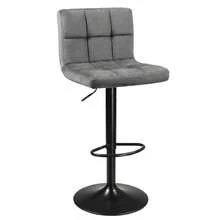 Pack de 2 Taburetes de Bar y Cocina Silla Alta Velvet Zenit Regulable y Giratoria 360º con Respaldo y Reposapiés Taburete de Terciopelo Elegante para Comedor Isla de Cocina Barra Hogar - Gris - Ver 1