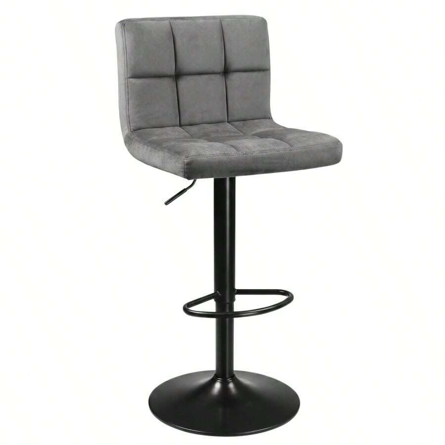 Pack de 2 Taburetes de Bar y Cocina Silla Alta Velvet Zenit Regulable y Giratoria 360º con Respaldo y Reposapiés Taburete de Terciopelo Elegante para Comedor Isla de Cocina Barra Hogar - Gris - Ver 1