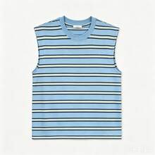 GRDR Minimalist Striped Digital Print Summer Men's Streetwear Casual Fashion Loose Fit Versatile Tank Top - Dusty Blue - View 5