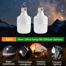 1 buah Bohlam Lampu LED Portabel untuk Perjalanan dengan Pengait, Lampu Kerja Darurat Isi Ulang USB, Lentera Lampu Sorot Genggam, Cocok untuk Memancing di Luar Ruangan, Berjalan Kaki, Berkemah - Lampu Berkemah - View 1