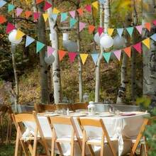 1/4pcs 4m Yellow Jute Triangle Bunting, Colorful Linen Triangle Flags, Reusable Fabric Triangle Garland, Suitable For Birthday, Wedding, Home Decor Hanging, Spring Decoration, Easter Basket Filler, Photography Backdrop, Bohemian Style Decor - Multicolor - View 5