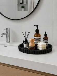 1pc Decorative Countertop Storage Tray: Round Silicone Tray, Modern Wavy Tray With Center Decoration, Round Decorative Tray Suitable For Home, Living Room, Dining Room, Kitchen, Bathroom, Multi-Functional Tray, Mother's Day Gift, Father's Day Gift - Multicolor - View 8