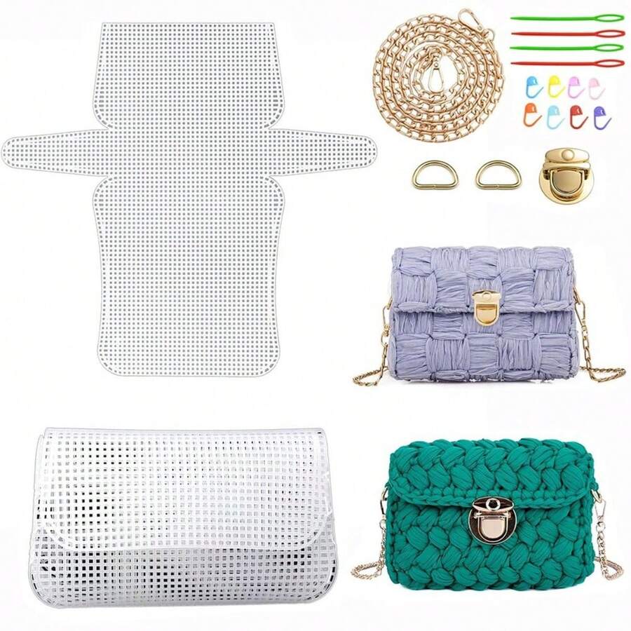 Bag Accessories Plastic Mesh Set Handmade White Crochet Bag DIY Handmade Bag Set - Set - View 1