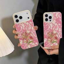 1 Stück TPU-Material weiches rosa Vintage-Spitze Polka-Dot Lilien-Muster Handyhülle kompatibel mit iPhone 17 Pro Max/17/16 Pro Max/15/13/12/11/ S20 FE/A15/S24/A55/ Note 11/Note 12/Note 13 Pro Vollschutz stoßfeste weiche Schutzhülle - Weiss - Übersicht 6