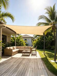 Polyester Solid Color Sunshade Canvas, Bohemian Style Sun Protection Fabric, Suitable For Summer Sun Protection And Outdoor Camping, Applicable For Yard, Garden, Pool And Balcony (Support Pole Not Included) - Yellow - View 9