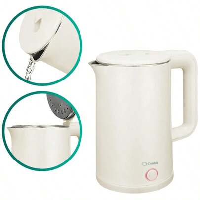 Chaleira Elétrica 1200W Potencia 1,6L Moderna Revestimento em Aço Ideal para Chá Café Fervura Rápida 110V, Branco
