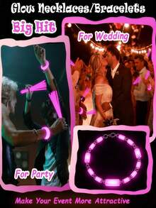 200/100/10pcs 8 Inch Glow Sticks, Ultra Bright Glow Sticks, Party Decorations, Glow For 10 To 12 Hours In The Dark, Can Make Bracelets, Necklaces And More, Suitable For Parties, Holiday Parties, Gatherings, Bars, Birthdays, Concerts, Holiday Celebrations - Pink - View 6
