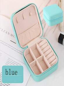 1pc Pink Minimalist PU Leather Portable Jewelry Box For Women, Suitable For Rings And Necklaces - S - View 7