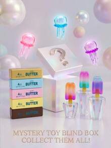 Mysterious Toy Magic 幻想水母、奶油起司與幻彩彩虹冰棒藝術系列 隨機盲盒玩具紓壓套組，驚喜美學桌面裝飾，隨機收藏品，適合色彩愛好者的節日/派對/生日驚喜禮物 - 彩色 - 查看 5