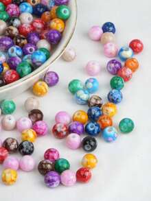 50pcs/100pcs Manik-Manik Akrilik Retak 8mm untuk Pembuatan Perhiasan, DIY Gelang Manik-Manik, Anting, Kalung, Gantungan Kunci - MultiWarna - View 4