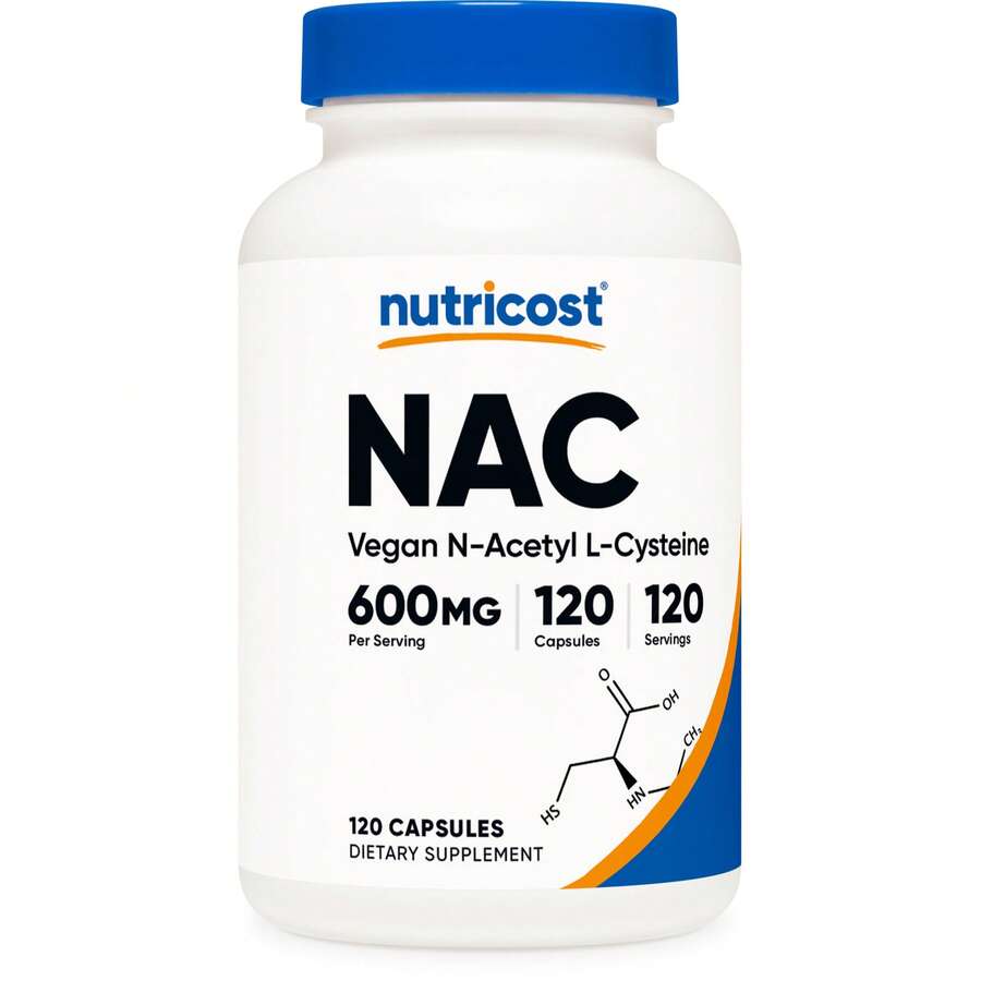 Nutricost N-Acetyl L-Cysteine (NAC) 600mg, 120 Vegetarian Capsules - Non-GMO, Gluten Free, Vegetarian Caps | Antioxidant, Detox, Non-GMO, Gluten Free, Premium Quality, NAC Supplement, Vegetarian Capsules, Dietary Supplement - 其他 - 查看 1