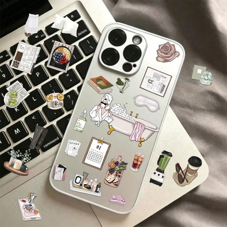 New Exquisite Girl Embossed Stickers For Phone Case, Refrigerator, Planner, Diary, Guitar, Scrapbook, Planner, Luggage, Helmet, Skateboard, Laptop, Self-Adhesive Decals - Multicolor - View 1