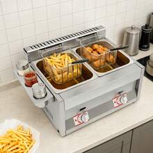 ZHFEISY 12L Commercial Countertop Deep Gas Fryer Stainless Steel Outdoor Cooker 6L Basket *2 Chicken Chips Fryer For French Fries Home Kitchen Restaurant - default - View 1