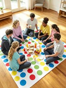 Alas Permainan Multi-Pemain, Sempurna untuk Permainan Pesta Dalam Ruangan, Aktivitas Membangun Tim, Permainan Lantai, dan Hadiah Natal. Alas Permainan Keseimbangan Klasik Interaktif Multi-Pemain Twist & Fun, Mainan Seru untuk Pesta Dewasa dan Piknik, Portabel dan Dapat Dilipat - MultiWarna - View 4