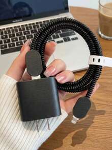 Bộ 5 miếng bảo vệ cáp sạc Apple 20W vân da mới, tương thích 17/16/15/14, chống gãy đầu cáp - Nhiều màu - Xem 13