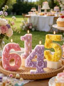 SikeSike 1pc Embossed Number Silicone Mold, Number Birthday Cake Mold, DIY Birthday Cake Decoration, Aromatherapy Candle, Chocolate Lollipop Making Silicone Mold - White - View 4