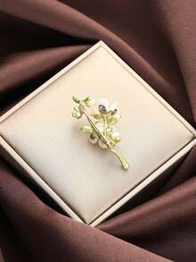 1pc Peach Blossom Brooch, Elegant Exquisite Creative High-End Brooch, Versatile Accessory For Women's Clothing - White - View 5