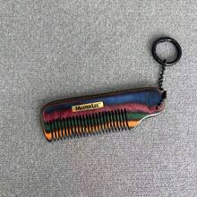 MASTERLEE 1pc, Iridescent Portable Colorful Peach Wood Flat Comb, Mini Small Size With Hanging Ring For Carrying On Bag, Non-Damaging Rounded Teeth, Head Massage Comb, Birthday Gift, Christmas Gift, Suitable As A Gift - Multicolor - View 8