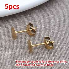 5pcs/Lot Gold Stainless Steel Earring Studs Blank Post Base Pins With Earring Plug Findings Ear Back For DIY Jewelry Making Accessory - Gold - View 12