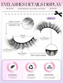 GROINNEYA 7 Pairs Thick Eyelashes Doll Eye Lashes Volume 5D False Lashes Fluffy Soft Faux Mink Eyelashes Criss Cross Natural Makeup Strip Lashes,Tail Elongated Eyelashes,Reusable Lash,For Date And Travel Essential,Party,Perfect For Everyday Wear - Black - View 5