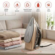 SUPERLEX 4-In-1LED Screen Steam Iron, Ceramic Soleplate Iron, 3200W Fast Heating Steam Engine, Anti-Scale/Anti-Drip Function, With 4 Functions (Dry Ironing, Spray, Steam, Air Ironing), Visual Range Up To 2.1 Meters, Suitable For Home And Travel Use. - UK Plug(220-240V) - View 3
