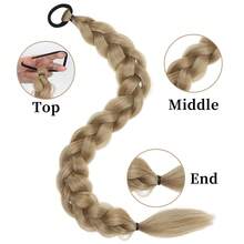 24 Inch Hand-Woven Ponytail, With Elastic Rubber Band, Synthetic Fiber Long Braid, Suitable For Women's Daily Use - Multicolor - View 4