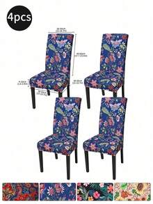 1pc/4pcs/6pcs/10pcs Elastic Soft Parsons Dining Chair Covers, Removable And Washable Universal Fit For Kitchen And Dining Room Chairs, Spring/Summer Green Leaf Print, Furniture Protection And Home Decor, Create Festive Atmosphere For Dining Room, Living Room And Kitchen Chairs - Multicolor - View 49