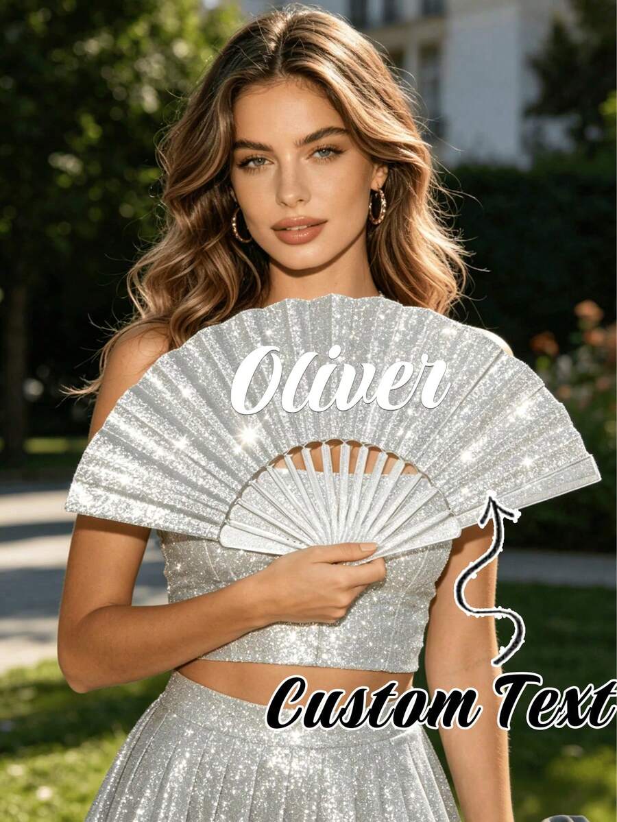 Customized Name Hand Fan, Foldable Paper Wedding Fan, Personalized Wedding Favor, Wedding Reception Fan, Bridesmaid Accessory, Birthday Party Fan