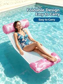 Leaf Design Inflatable Float - Adult Inflatable Pool Chair, Water Hammock, Pool Floating Toy, 4-In-1 Multi-Functional Pool Float, Pool Raft Lounge Chair, Suitable For Beach, Lake And Pool Party, Beach Essential - Multicolor - View 3