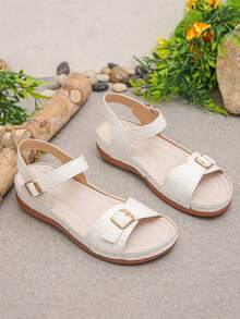 Plus Size 35-45 Women's White Wedge Sandals - White Crocodile Pattern - View 7