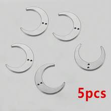 5Pcs Stainless Steel Double Hole Moon Pendant Suitable For DIY Handmade Tassel Earrings And Jewelry Charms - Pendants - View 9