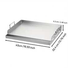 43*32 Inch Heavy Duty Griddle, Flat Bottom Baking Pan With Handle, Non-Stick Griddle Plate, Portable Grilling Accessory, Suitable For Camping, Backyard BBQ, Outdoor Cooking, Teppanyaki And Gas Grill Use - A - View 6