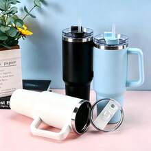 1200ml Double-Layer Stainless Steel Vacuum Insulated Water Bottle, Suitable For Outdoor Sports And Automotive Use, Comes With Large Capacity Cup And Plastic Straw - Multicolor - View 4
