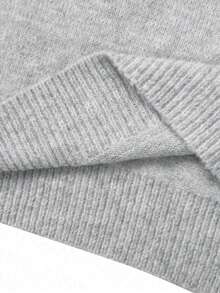 Knit Mix 優雅女款春秋時尚休閒通勤風素色羅紋針織短袖圓領套頭T恤上衣 - 淺灰 - 查看 9