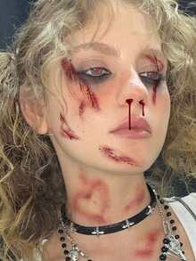 STARTTOOS 2PCS Halloween Heart Wound Pattern Halloween Makeup Costume Party Gift Arm Shoulder Neck Collarbone Back Tattoo Stickers - Multicolor - View 5