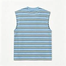 GRDR Minimalist Striped Digital Print Summer Men's Streetwear Casual Fashion Loose Fit Versatile Tank Top - Dusty Blue - View 6
