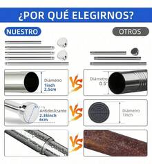 PEYMALERA 65-195 Adjustable Retractable Shower Curtain Rod - Silver - View 5