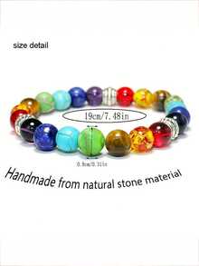 2pcs Chakra Healing Energy Bracelets, Yoga Balance Beads Bracelet With Volcanic Turquoise, Jewelry Gift Choice For Party Occasions - Multicolor - View 8