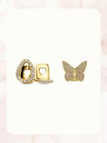 1-2Pcs Gold Grillz Teeth Cover, Fake Braces, Oral Accessory For Men&Women, Rapper Look, Festival, Concert&Party Wear Shiny&Bling Budget-Friendly - Multicolor - View 19