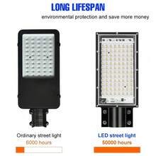 Striscia LED per illuminazione stradale con tubo di installazione, luce da parete esterna 220V per cortile, strada, portico, parcheggio, corridoio, giardino posteriore, giardino, fienile, patio, luce allagante luminosa, recinzione, sentiero, casa, garage, magazzino, luce a palo cablata, 50/96 LED - Lampione stradale a LED - Visualizzare 7