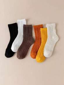 1/3/6 Pasang Kaos Kaki Wanita Lembut, Bernapas/Tenang/Pola Berlian/Musim Gugur/Rajutan/Musim Semi Musim Panas Musim Gugur/Kaos Kaki Setengah Betis Cocok Untuk Penggunaan Sehari-hari - MultiWarna - View 9